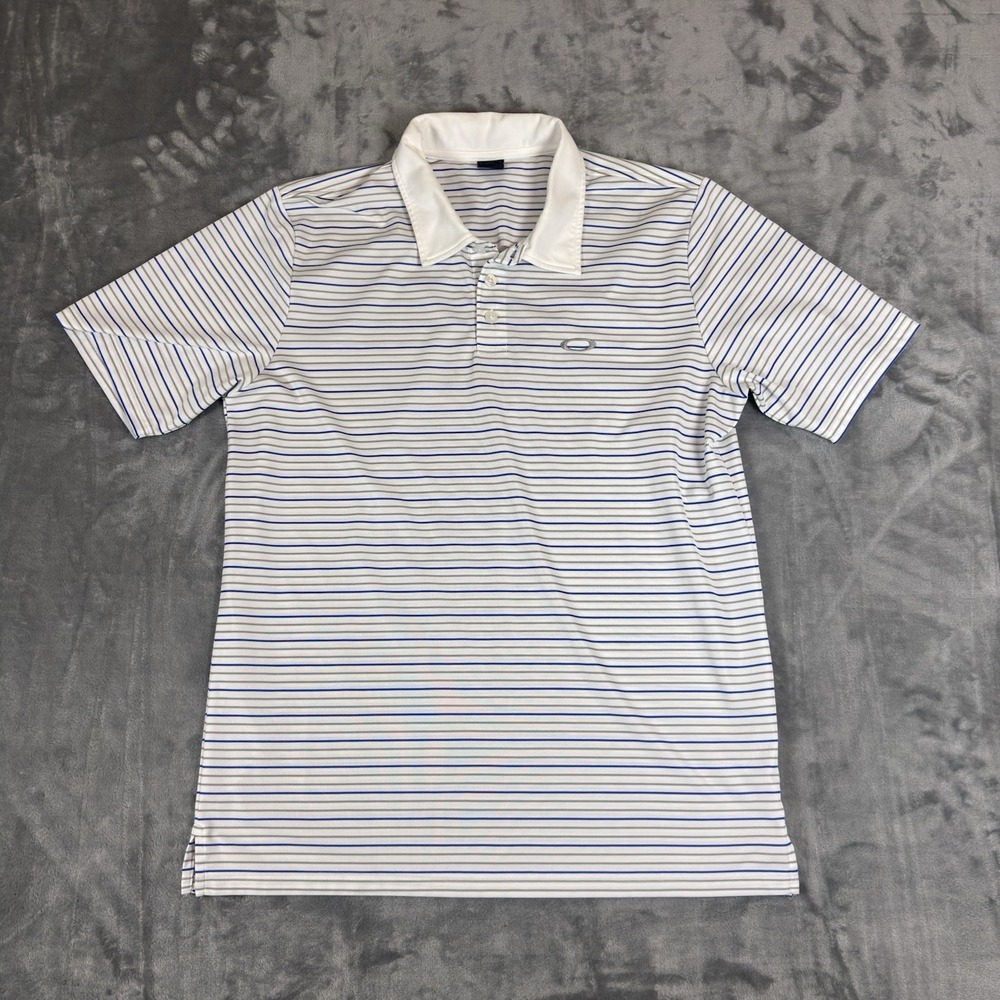 Oakley Polo Shirt Hydrolix Short Sleeve Polyester Knit Golf Casual Mens L Stripe
